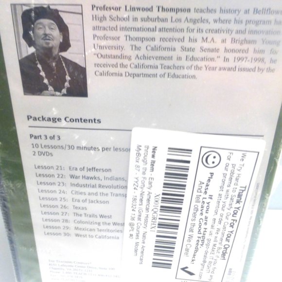 1993 Great Courses MODERN HISTORY 6 Dvd Set Early American History Part 1 2 & 3 - Picture 2 of 3